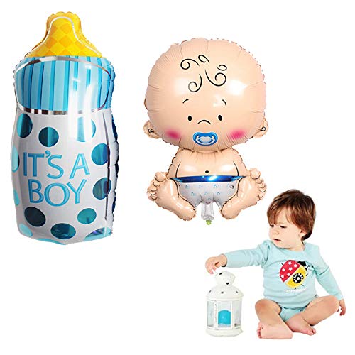 Ceqiny 2Pcs Baby Boy Balloon Set Aluminum Foil Balloons Baby Shower Balloons Mylar Balloons It Is A Boy Balloons Kit Blue Baby Bottle Balloons Birthday Party Decoration Gender Reveal Supplies #TOP4
