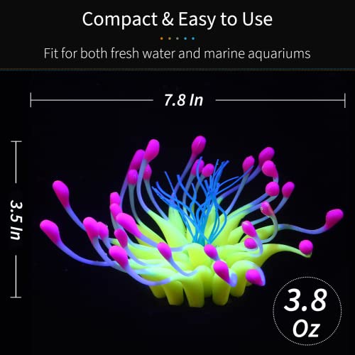 Uniclife Glowing Effect Gooseneck Coral Artificial Decoration Silicone Ornament For Fish Tank Aquarium, Yellow #TOP1
