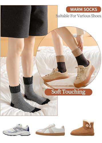 Wool Socks for Mens, 5 Pairs Thermal Warm Hiking Super Thick Crew Work Cushion Sock for Men Winter Cold Weather4