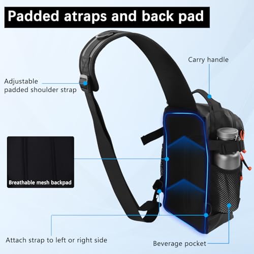 VKVXCLON Fishing Backpack Tackle Storage Bag with 2 Tackle Boxes, Lightweight Outdoor Water-Resistant Fish Shoulder Bag with Rod Holder-Store Gear for Fishing(Black)