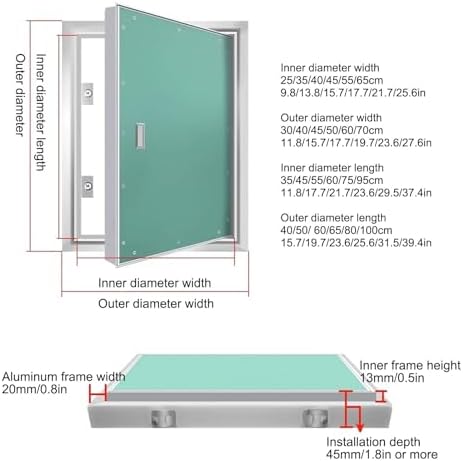 Paintable Large Plasterboard Access Panel, Concealed Inspection Door with Handle, 30x60cm Service Access Hole Cover for Walls, Ideal for Home Renovation and Repairs