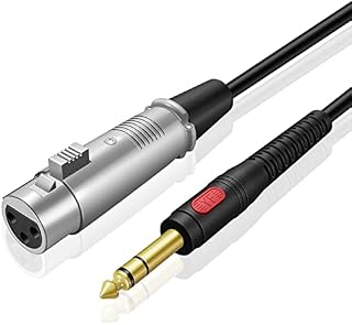 TNP Premium 3 Pin XLR Female to 1/4 inch (6.3mm) Male TRS Stereo Jack, Balanced Microphone, Gold Plated XLR to 1/4 Adapter Cable for Powered Speakers, Studio Sound Consoles (6 Feet)