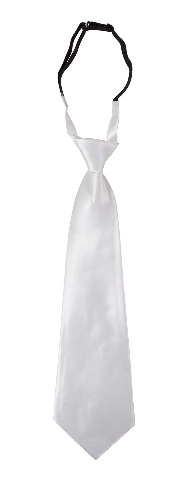 P'tit Clown, 60252, Tie with Elastic, White Tie, Fancy Dress Accessory, Perfect for Carnival Costume Parties, Manga, Cosplay