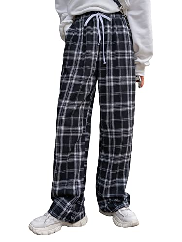 Floerns Women's Plaid Print Elastic Waist Sleepwear Pajama Bottom Pants