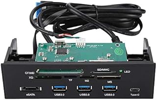 5.25inches Multifunction Internal Card Reader Dashboard PC Front Panel with Three USB 3.0 Ports, One USB 3.1 Port, One eSATA Port and 6 Card Slots