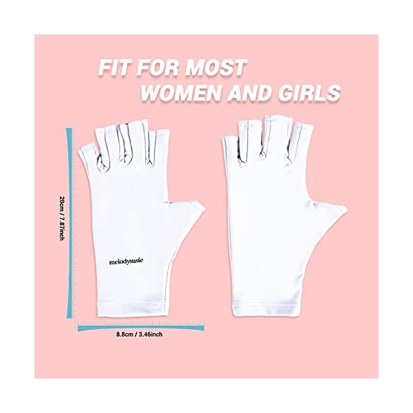 MelodySusie-Protection-UV-Glove-for-Nail-Lamp-Professional-UPF50-Gel-Manicure-Gloves-Nail-Art-Skin-Care-Fingerless-Anti-UV-Sun-Glove-Protect-Hands-from-UV-HarmWhite MelodySusie Protection UV Glove for Nail Lamp, Professional UPF50+ Gel Manicure Gloves, Nail Art Skin Care Fingerless Anti UV Sun Glove Protect Hands from UV Harm(White)