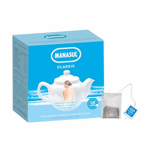 MANASUL Classic - Infusión Laxante a base de Sen, Melisa, Menta, Regaliz y Anis Verde, 100% Natural sin Conservantes ni Añadidos. Caja de 50 Bolsitas.