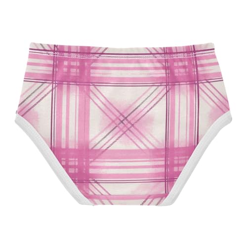 Pink Plaid Pattern File Soft Girls' Panties Toddler Cotton Underwear for Kid in Sizes 2T,3T, 4T, 5T, 6Y and 8Y2