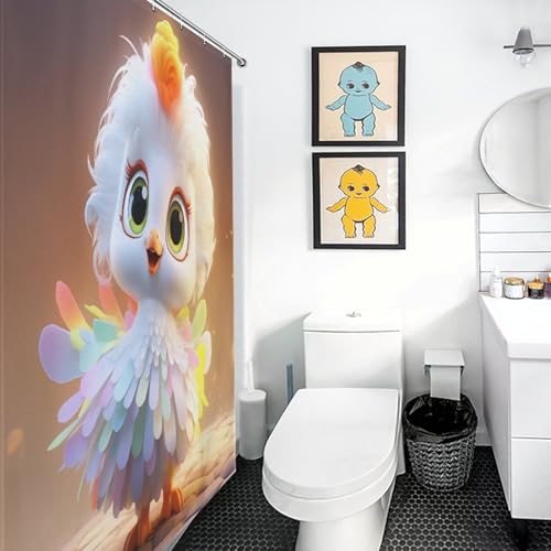 Rideau douche poulet mignon tissu polyester imperméable lavable bain 122x183cm