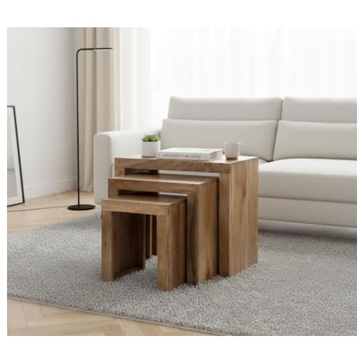 Oak & Pine Online Cube Mango Nest of Tables | Solid Mango Wood Nesting Tables | Fully Assembled Wooden Side, Coffee & End Tables | Handcrafted Living Room & Bedroom Furniture Set