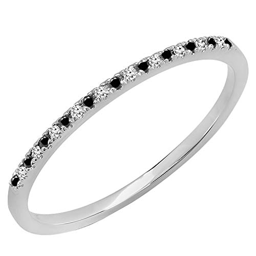 Dazzlingrock Collection 0.09 Carat (ctw) Round Black & White Alternate Diamond Dainty Stackable Wedding Band for Women in Gold