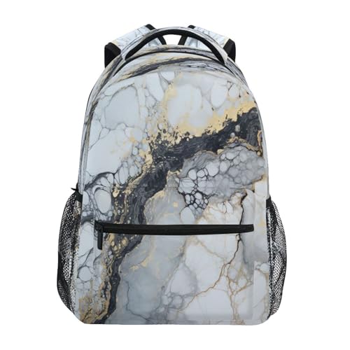 Sac à dos scolaire art de marbre blanc grand format étudiants filles garçons
