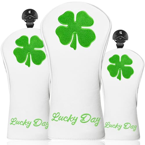 Golf Club Wood Head Covers Magnetic for Long Cover Driver Hybrid Fairway Value 3 Pack Set,Golf Headcovers Stylish Pattern with Interchangeable (Beige)