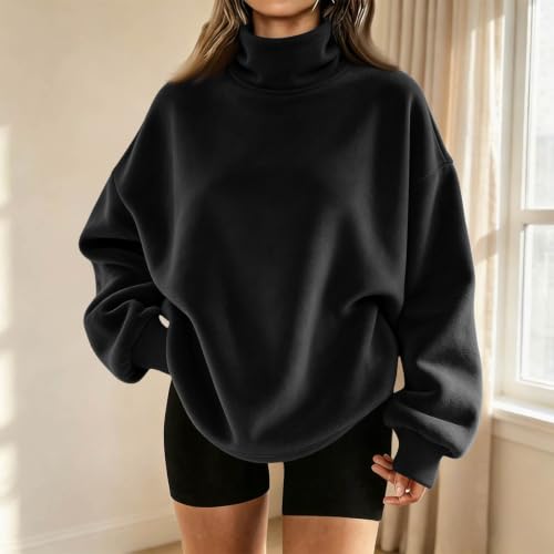 Oversized Sweatshirts for Women Mock Neck Top Pullover Tops Preppy - image 2