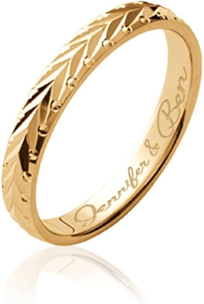 Tata Gisèle © Bague Alliance En Plaqué Or 18 Carats - Motif Gravé
