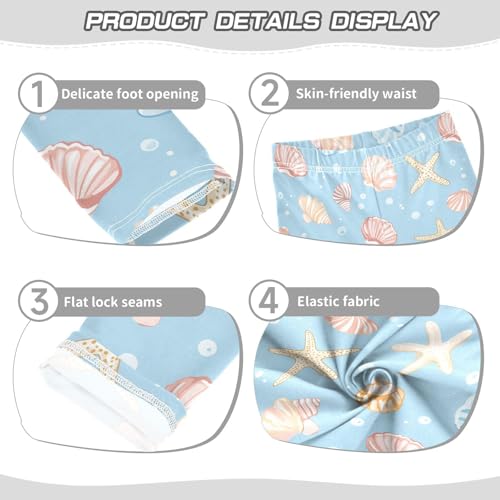 Cartoon Seashells and Starfish Girls Casual Leggings for Kids Printed Long Pant Bottoms Stretch and Soft3
