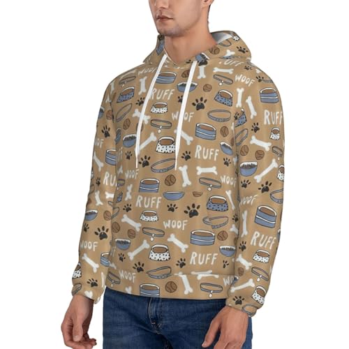 Sweat à capuche épais homme os de chien motif mignon et décontracté - 2