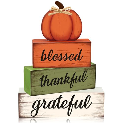 4 Pcs Fall Wooden Table Sign Fall Wooden Tiered Tray