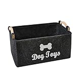 YilinkMart Aufbewahrungskorb Für Hundespielzeug Katzenspielzeug, Faltbare Filzbox Mit Griff Faltbare Spielzeugkiste Zur Ordnung Von Tierbedarf & Haustierspielzeug (Hund,Schwarz)