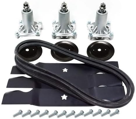 #US Replacement for 54" Lawn Mower Rebuild Kit Spindles Blades Pulleys Belt for Husquarna LGT2654 - elPart#3616144