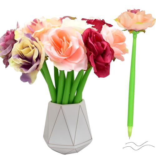12 bolígrafos florales con tinta negra de 0.5mm gel