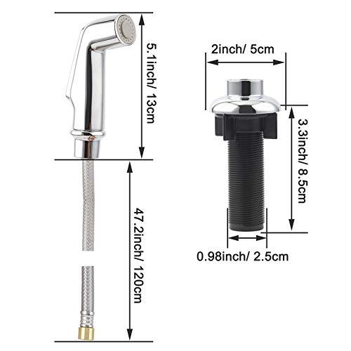 Ifealclear Kitchen Sink Side Sprayer, Kitchen Sink Faucet Replacement Parts Compatible With Moen/ 1/4Inch Sink Connector Faucet, Pull Out Sprayer With Hose For Home School, 3 Adapters, Chrome #TOP1