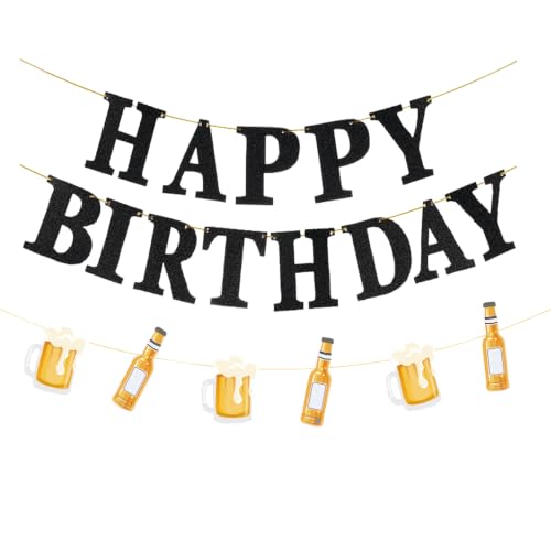 Image of Beer Birthday Banner for Beer Party and Birthday Wedding Party Supplies (Dark Yellow)