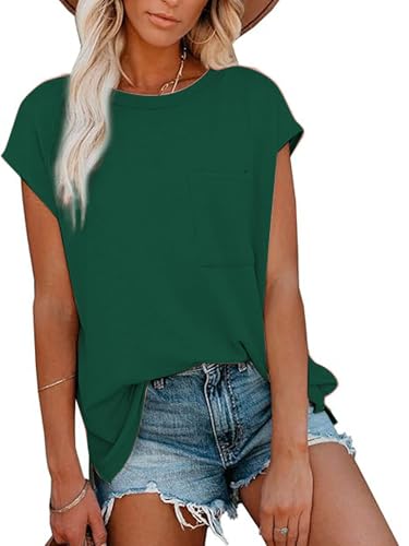 Image of CNFUFEN Short /Long Sleeve T Shirts for Women Fashion Casual Summer Lightweight Solid Trendy Tops