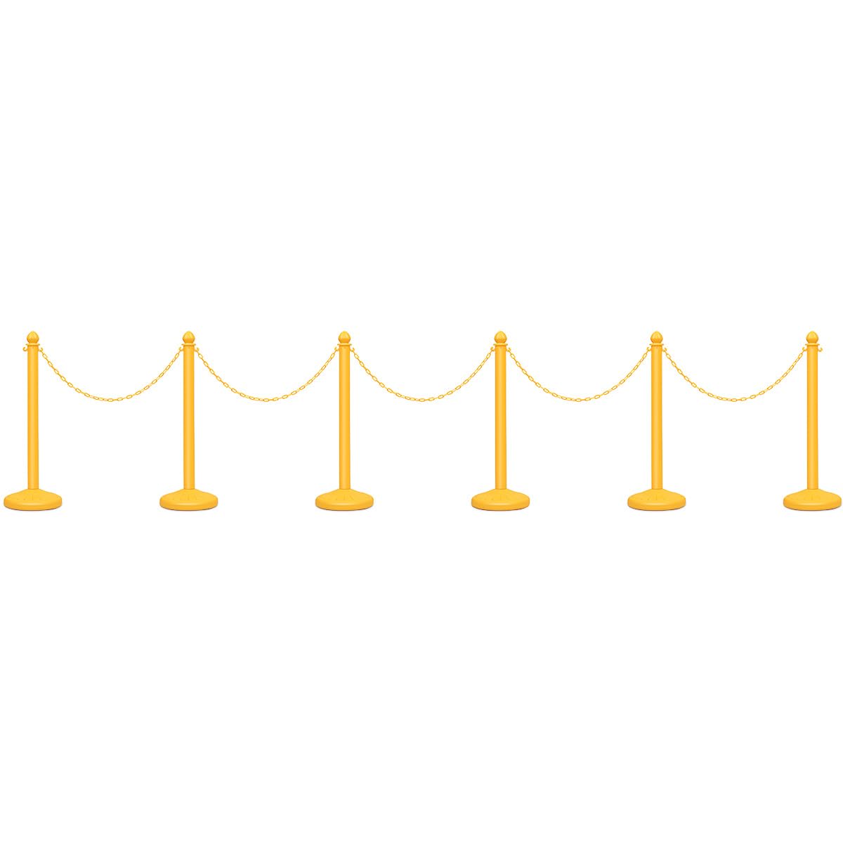 COSTWAY Juego de 6 Poste Separador con 5 Cinta Extensible, Sistema de Guía de Personas, Barrera de Plástico Amarillo