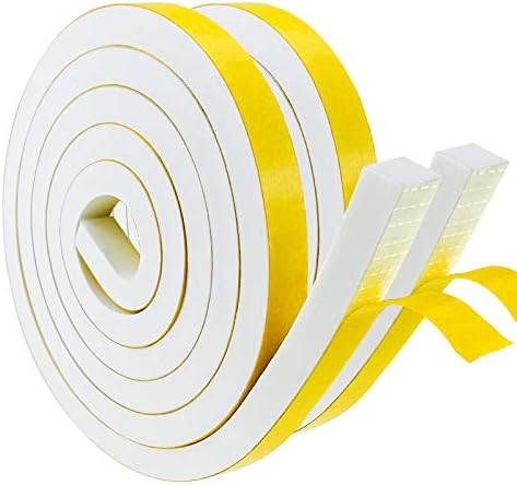 Self-Adhesive Foam Sealing Tape, Black, 12 mm (W) x 3 mm (D), Foam Rubber Self-Adhesive for Door Windows, Weatherproof, Anti-Collision, Sound Insulation (4 m Long x 3 Rolls)