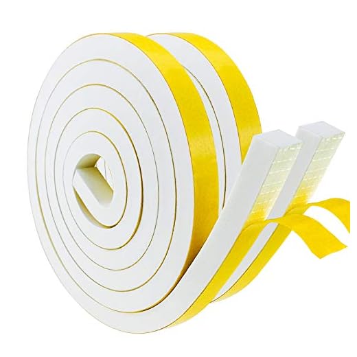 Dichtungsband Selbstklebend, Schaumstoff Dichtungsband Weiß12mmx12mm, Moosgummi selbstklebend für Tür Fenster, Wetterfest, Anti-Kollision, Schalldämmung (2mx2 Rollen)