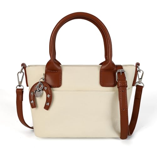 Sac fourre-tout en toile femme avec sangle cuir chic