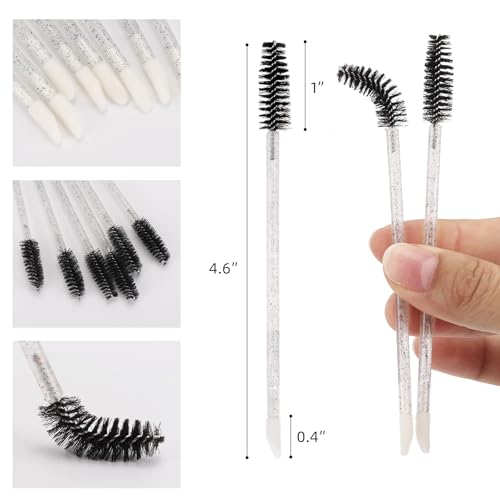 Image of 300 Pcs Dual Ended Eyelash Brush Lip Brush, Black Disposable Mascara Wands Lipstick Applicator, Eyebrow Spoolies Brush for Eyelash Extensions
