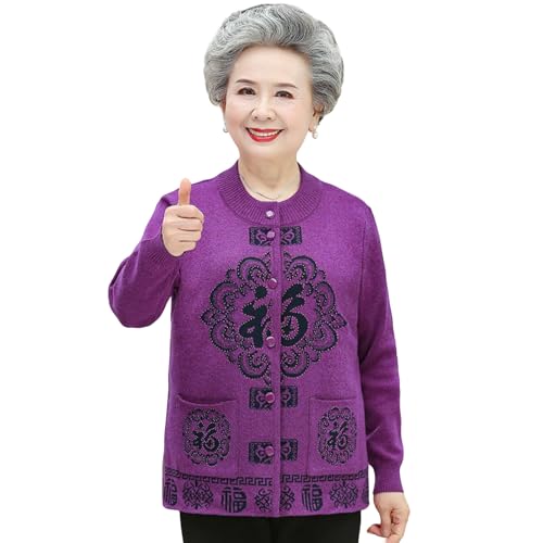 Jersey de punto para mujeres mayores con forro polar grueso y abrigado