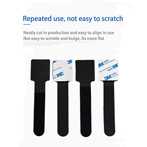 20Pcs 3M Adhesive Wire Organizer Cord Organizers Adjustable Hook and Loop Cable Clips Adjustable Cable Ties Cord Wrappers Keeper Cord Holder Straps for Kitchen, Office Desk Management (Black+White). - Thumbnail 4