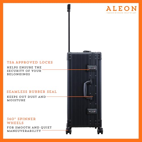 All Aluminum Lightweight 26" Premium Checked Bag Luggage with Suiter, Hardshell Suitcase w/Spinner Wheels, TSA-Approved, Heavy Duty Roller for International Travel and Business Flight (Onyx)4