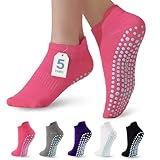 kepiibi 5 Pairs Women’s Pilates Grip Socks, Yoga Crew Grippy Non Slip Socks for Barre, Ballet, Dance...