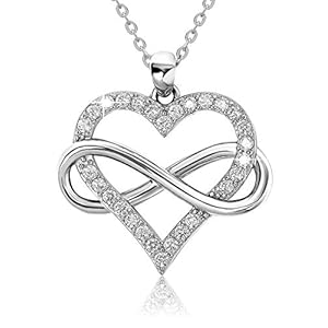 Jes & Jani Infinity Heart Necklace for Women, Love Heart Pendant with Cubic Zirconia and Infinity Necklace, 925 Sterling Silver Heart Necklace for Girlfriend