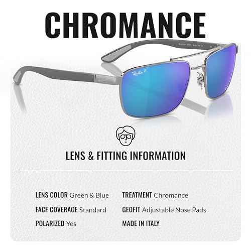 Image of Ray-Ban RB3737 CHROMANCE POLARIZED Rectangle Shape Sunglasses for Men & Women with Official Eyewear Kit