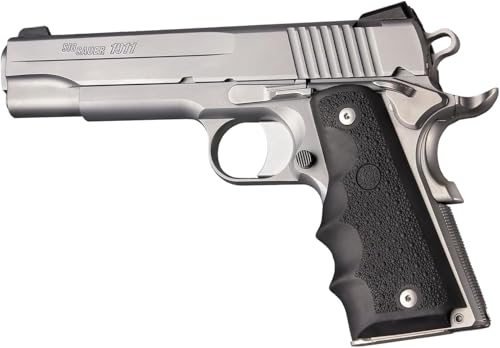 Hogue OverMolded Rubber Grip for 1911 Government Model with Finger Grooves, Black - 45000
