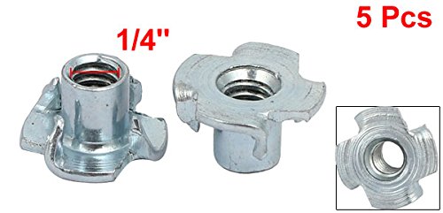 Sourcingmap 1/4'' Thread Dia 10mm Height 4 Prongs Full Threaded T-Nut Tee Nuts 5pcs - Image 2