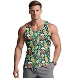 Aueoero Men's 3D Graphic Rave Tank Tops, Sleeveless Quick Dry Workout Shirts for Summer Vacation Sports Gym Green