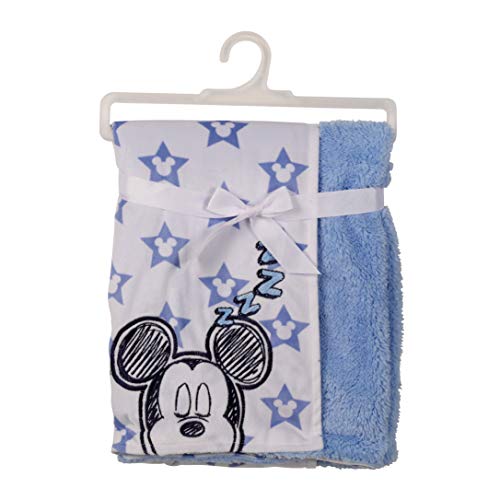 Disney Mickey Mouse Mink & Sherpa Double Sided Infant Blanket, Mickey Mouse Face Applique