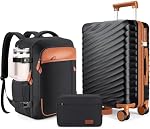 3 Piece Luggage Set with Travel Backpack, 20” PC Hardside Suitcase with Spinner Wheels, Flight Approved Carry On Luggage with YKK Zippers & TSA Lock