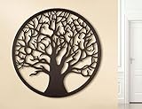 MF GILDE XXL Wand Metallbild Wandrelief Wandbild Lebensbaum Baum Dunkel Braun gewischt Handangefertigt Durchmesser 80 cm