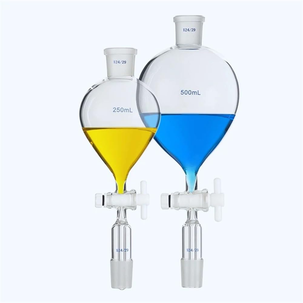 Equipos y suministros de laboratorio Embudo de separación con válvula conmutación vidrio, tapón esmerilado y llave paso, capacidad 60 ml, unión 24/29