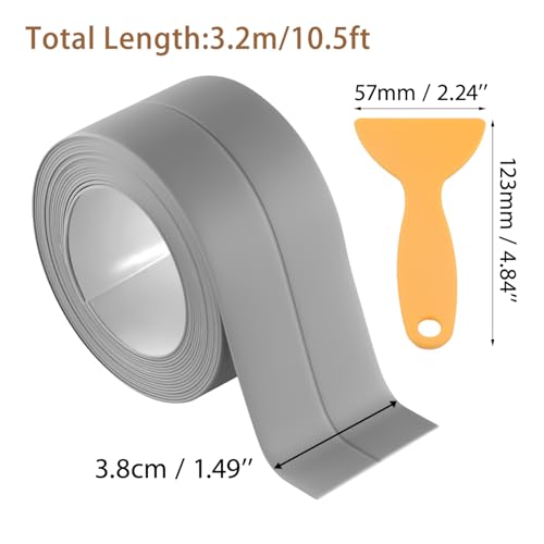 Image of 3 Rolls 10.5 Feet Caulk Tape Waterproof Sealing Self Adhesive, Caulking Sealant Strip for Bathroom Toilet Kitchen Countertop