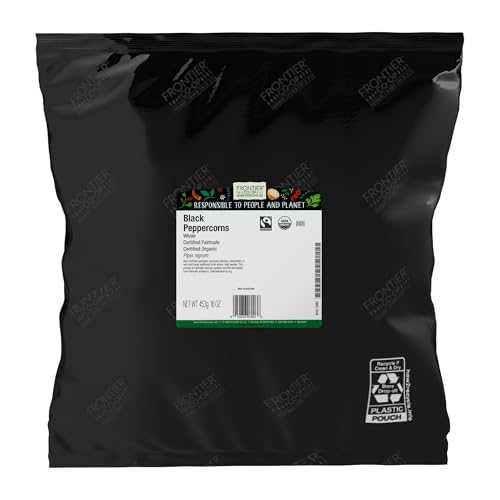 Frontier Co-op Organic Whole Black Peppercorns, 1lb Bulk Bag - Fair Trade, Whole Spice for Grinders Refill, Cooking, Restaurant Supply image 2