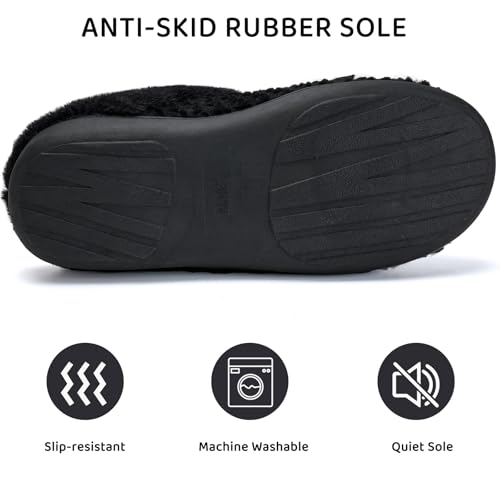 WateLves Women's Slip on House Slippers with Bow-knot, Fuzzy Memory Foam Faux Fur Lining Bedroom Shoes for Indoor & Outdoor (Black Red, 38/39)4