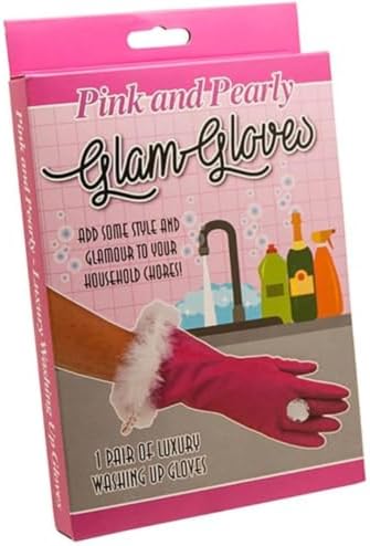 Diabolical Gifts DP0985 Pink and Pearly Glam Washing Up Gloves - One Size - Mothers Day Gifts for Mum, Womens Birthday Gifts, Pink Rubber Gloves, Novelty Cleaning Gifts